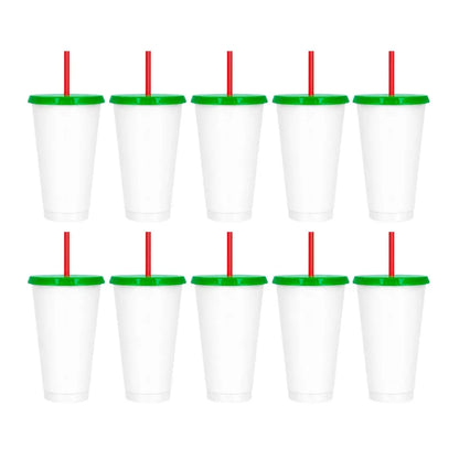 10pzs Vaso Plastico Tricolor For Promotional c/ Popote