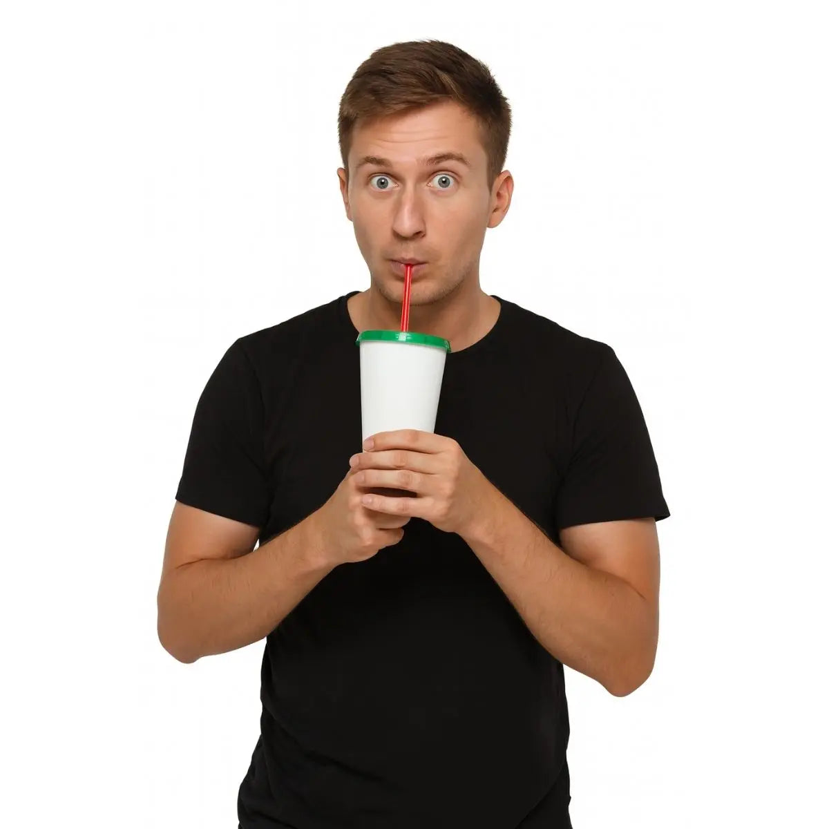 10pzs Vaso Plastico Tricolor For Promotional c/ Popote