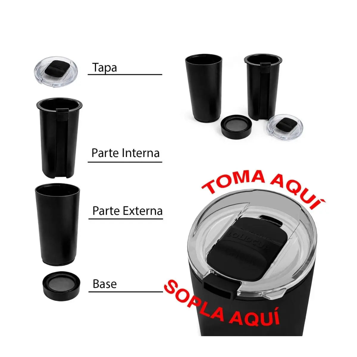 Vaso Plastico Doble Pared For Promotional Sistema Trompeta Colores