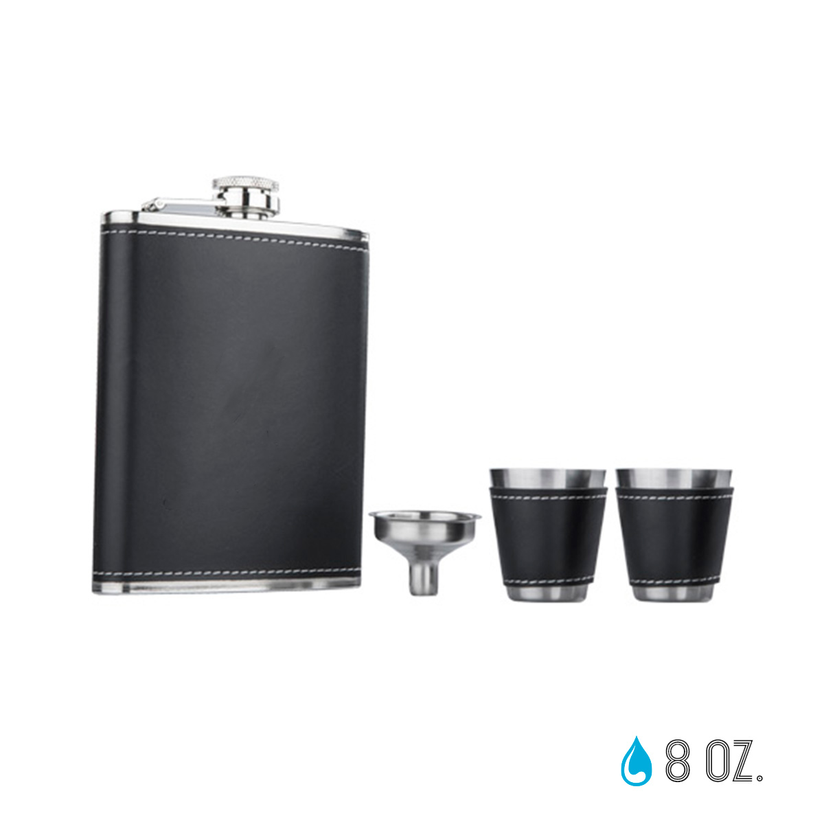Set Licorera For Promotional 8oz Acero Inoxidable Curpiel