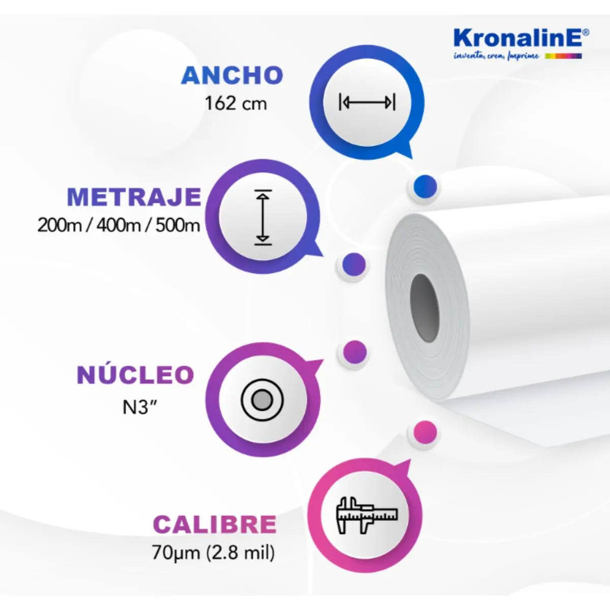Papel Sublimacion Secado Rápido Kronaline Subl55 Profesional 1.62 x 200 m Kronaline