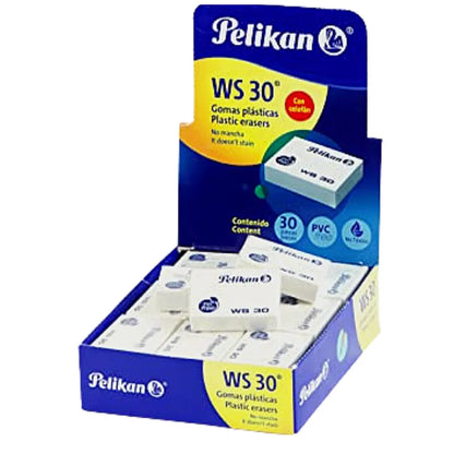 Gomas Borrador Plástica Ws30 Blanca Lápiz Escolar Pelikan 30 Piezas - Pelikan - uso