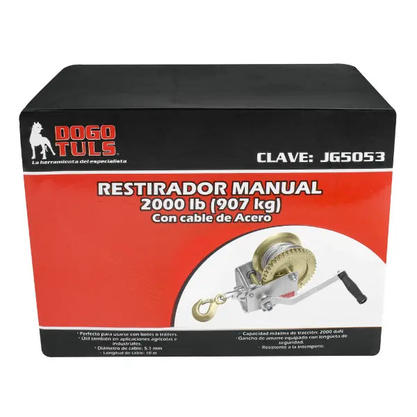 RESTIRADOR MANUAL 2000 LBS CABLE ACERO - Dogotuls - detalle