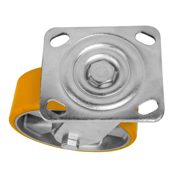 Rodaja De Aluminio PU Naranja Giratoria Con Placa 6" Dogotuls