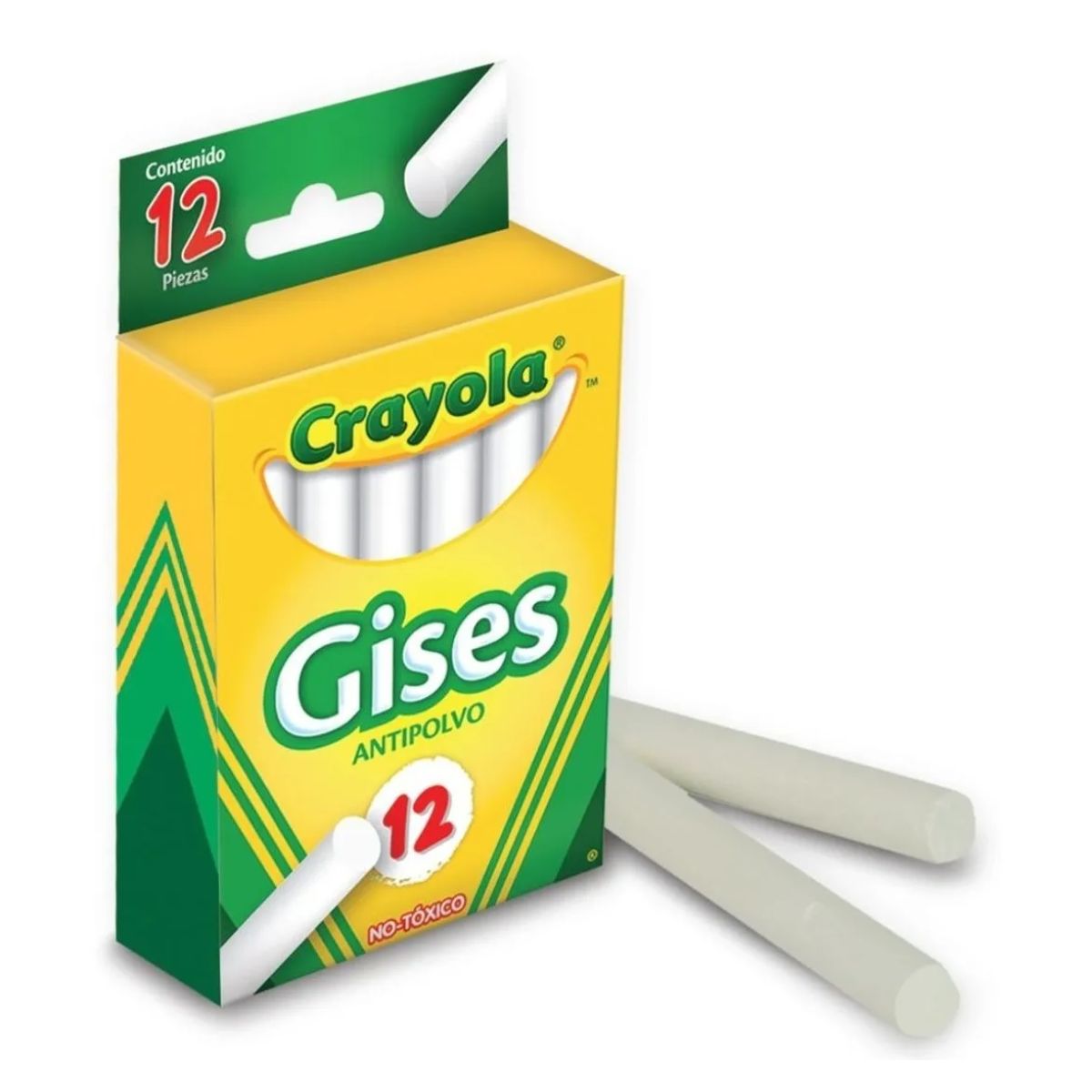 Caja 12 Gises Blancos Antipolvo Escolar Pizarrón Crayola