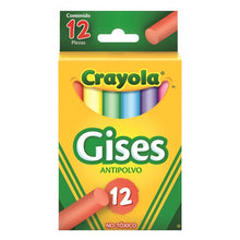 Caja 12 Gises Color Antipolvo Tizas Pizarron Escolar Crayola