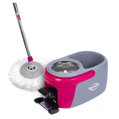 Kit Giramop Cubeta Mop Microfibra Reynera Centrifugo Gris