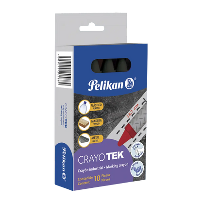 Crayones de Cera Pelikan Industrial Multiusos 10 Piezas Elegir Color Negro - Pelikan