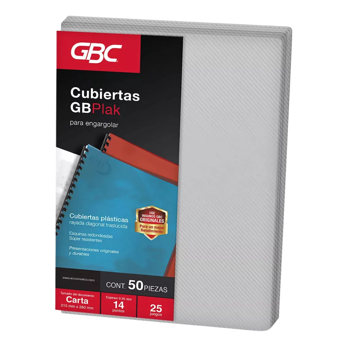 50 Pz Cubierta Encuadernar Gbc P3561 Rayado Transparente