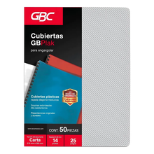 50 Pz Cubierta Encuadernar Gbc P3561 Rayado Transparente
