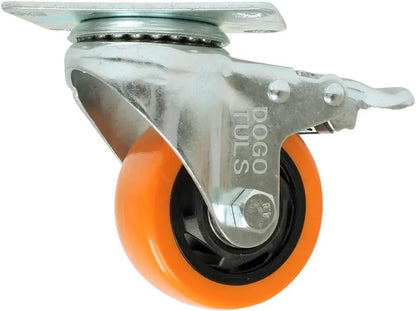 Rodaja Pvc Giratoria Naranja Con Placa Freno 2´´ Dogotuls - Dogotuls - vista lateral