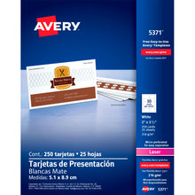 250pz Tarjeta Presentacion Avery Blanca Laser 5.1 X 8.9 Cm