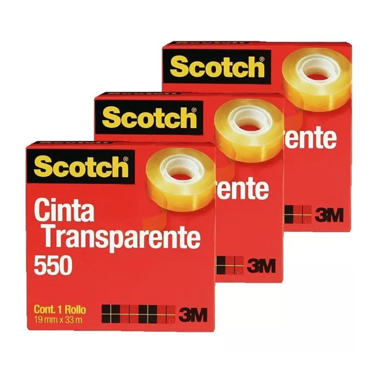 3 Cintas Adhesivas Transparentes Scotch 550 19mm X 33m