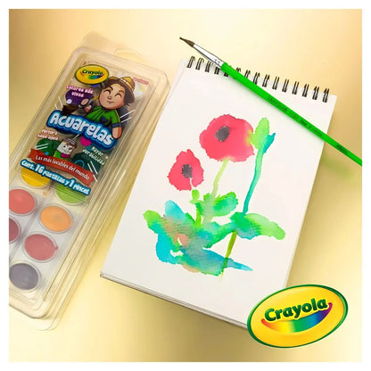 Acuarelas Crayola Base Agua Lavables 16 Colores Y 1 Pincel - Crayola - empaque