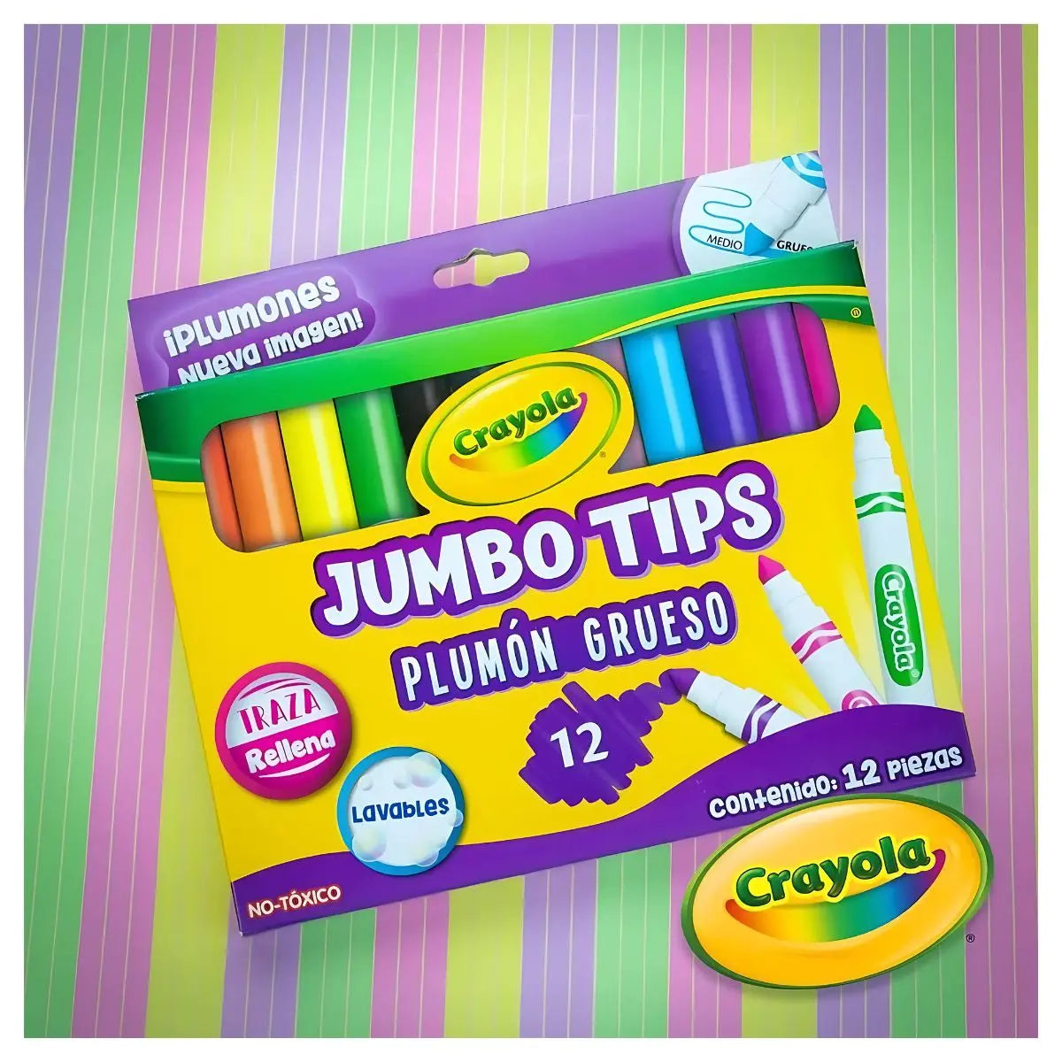 12 Plumones Jumbotips Marca Crayola - Crayola - empaque