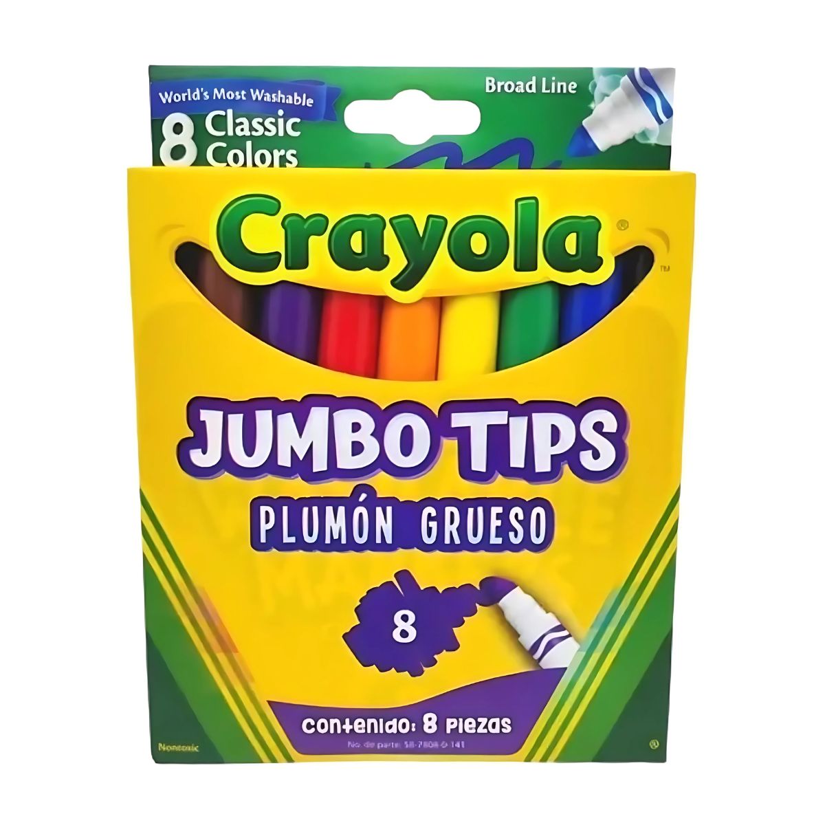 8 Marcadores Gruesos Lavable Brillantes Jumbo Tips Crayola