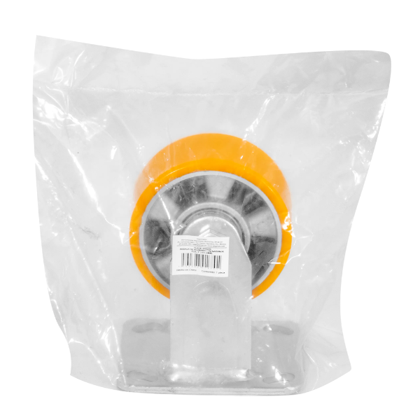 Rodaja De Aluminio PU Naranja Fija Con Placa 4" Dogotuls