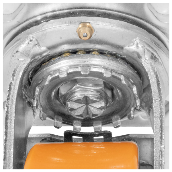 Rodaja Aluminio PU Naranja Giratoria con Freno 6"