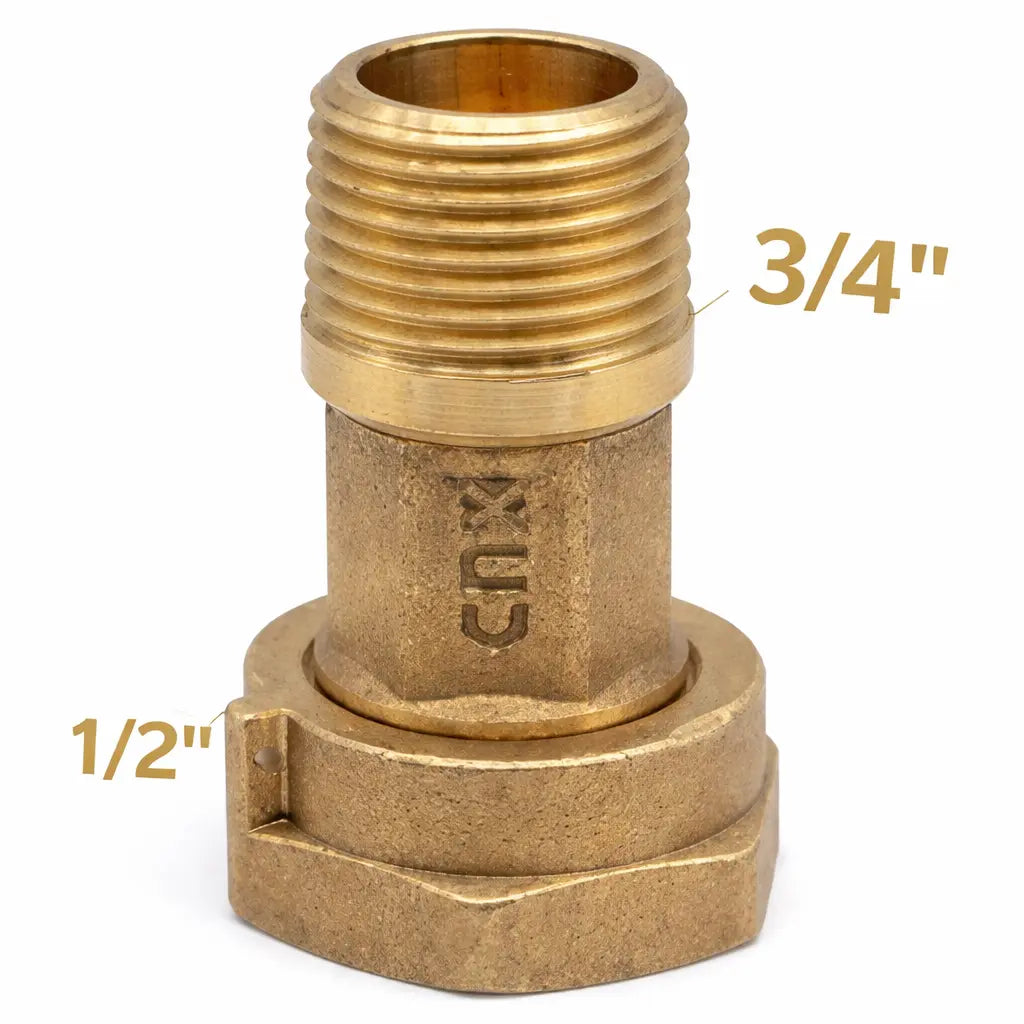 Niple Medidor De Latón 1/2" A 3/4" Para Instalaciones Hidráulicas Cnx - CNX