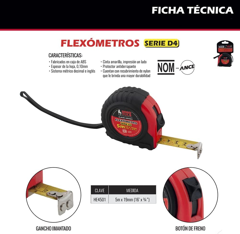 Flexometro Compacto Profesional 19mmx5m Dogotuls