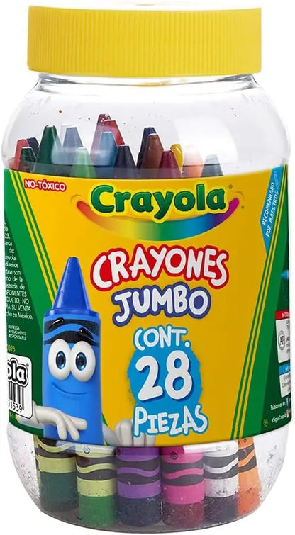Bote 28 Crayones Jumbo Colores Escolar Redondos Crayola - Crayola - vista trasera
