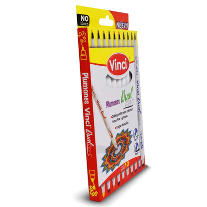 Marcador Plumón Doble Punta Vinci Trazo Fino Y Grueso Set 10 Piezas Vinci