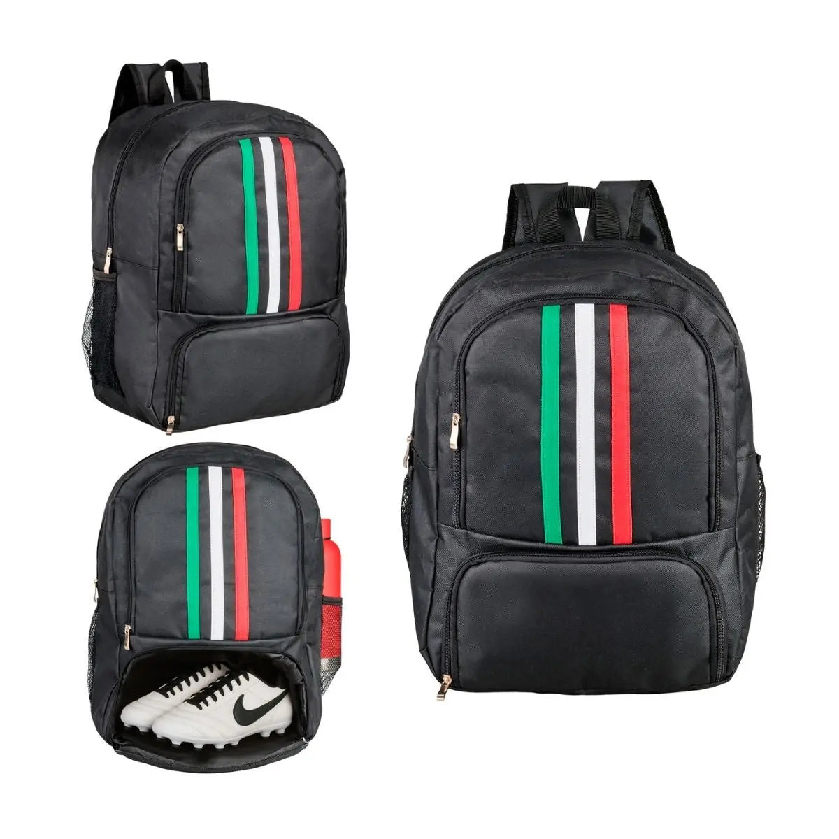 Mochila Negra Rayas Tricolor For Promotional 2 CompartimentoS