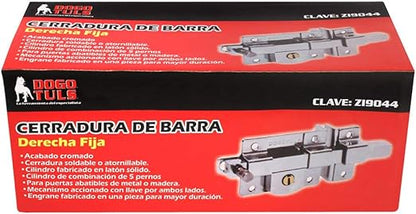 Cerradura Chapa Seguridad Barra Fija Derecha Cromo Dogotuls