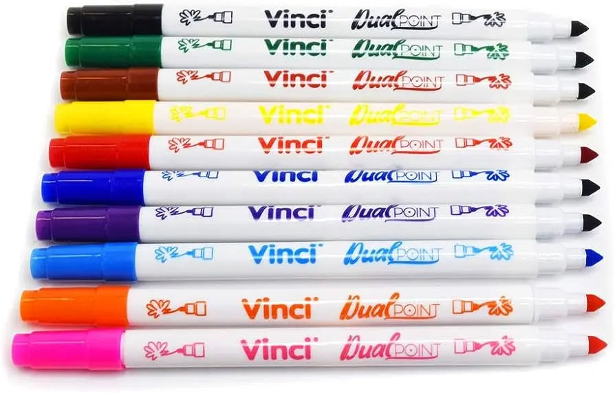 Marcador Plumón Doble Punta Vinci Trazo Fino Y Grueso Set 10 Piezas Vinci