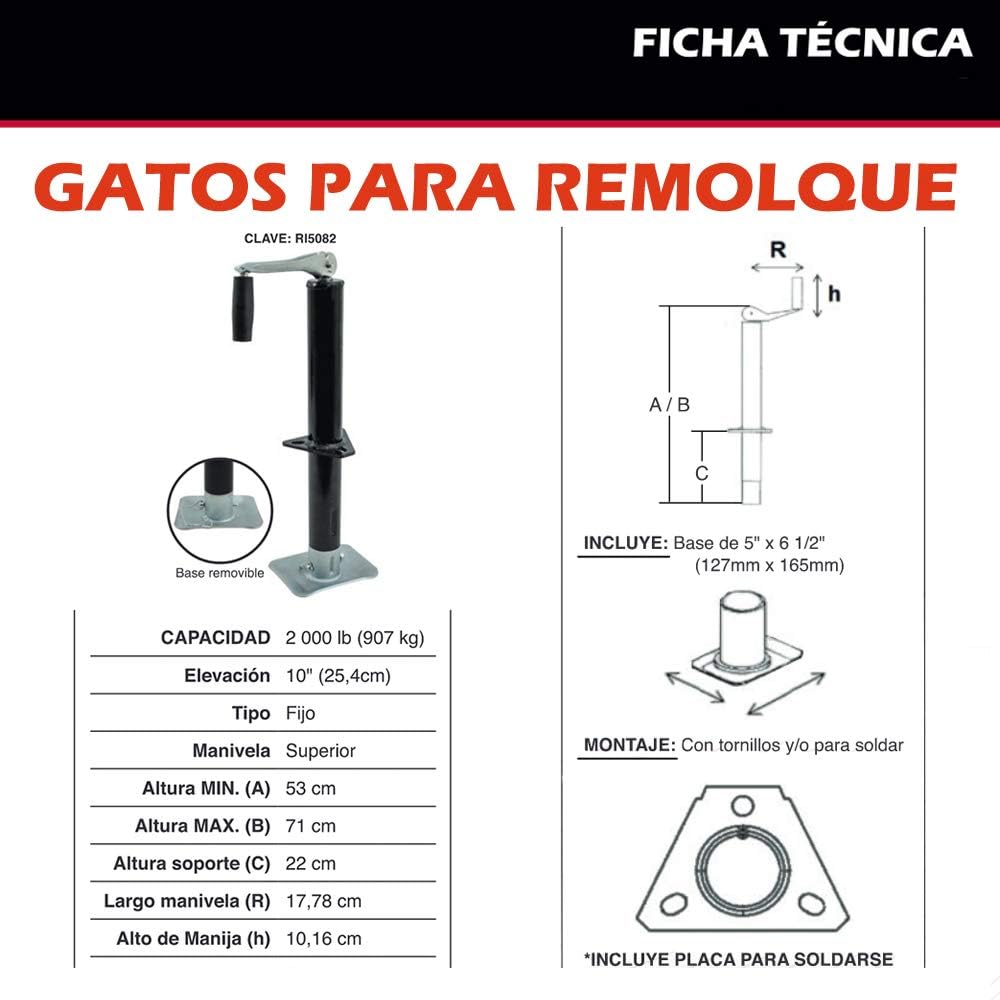 Gato Remolque Dogotuls Fijo 2000 Lb Estructura A Con Base