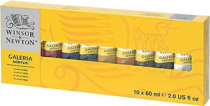 Set 10 Pinturas Acrílica Galeria Tubo 60ml Winsor & Newton