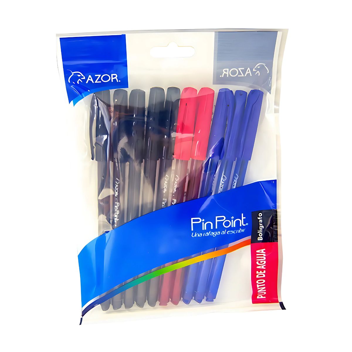 10 Boligrafos Plumas Pin Point Colores Basicos 0.7mm Azor