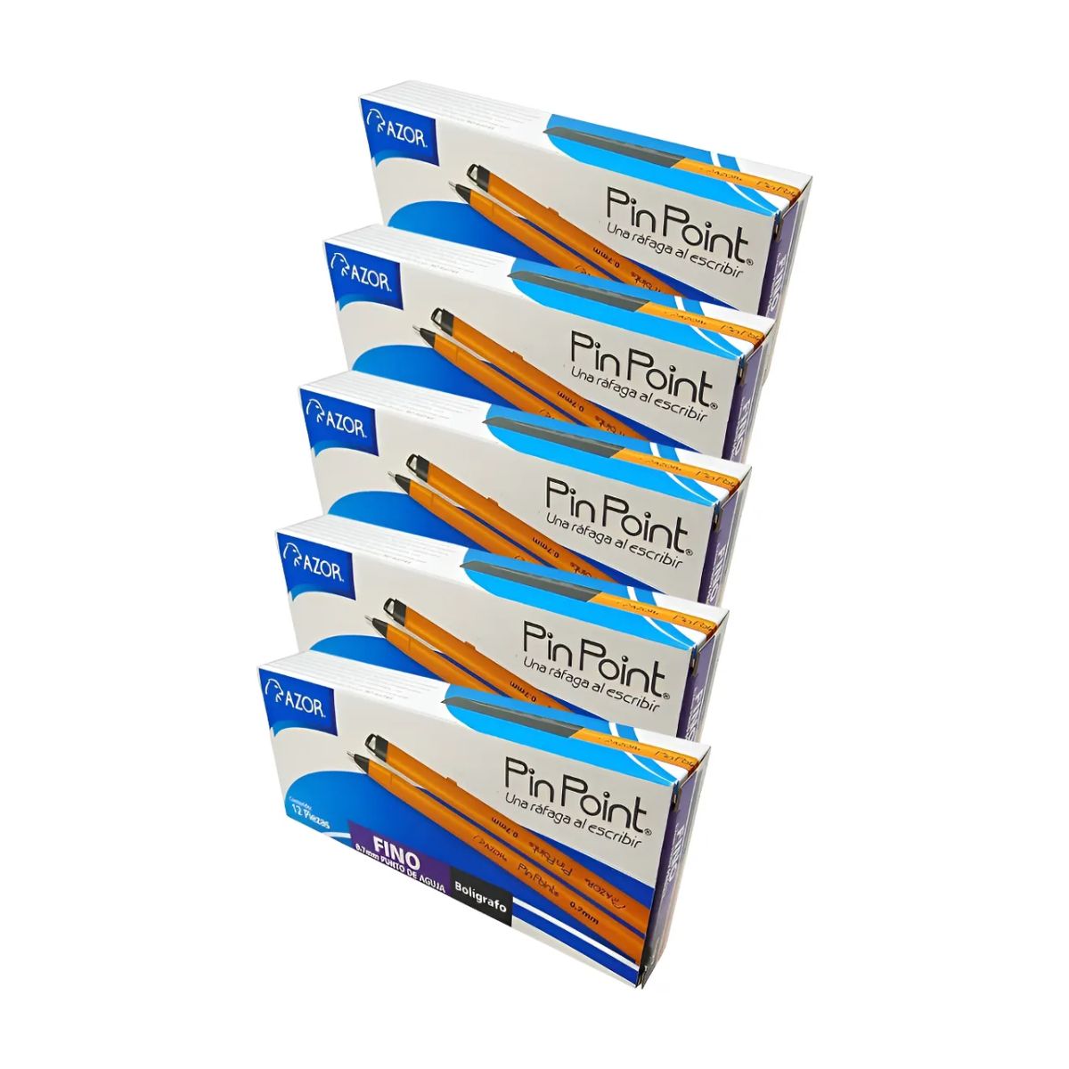 5 Cajas Bolígrafos Azor Pin Point Punta Aguja 0.7mm 12pz Elige Color