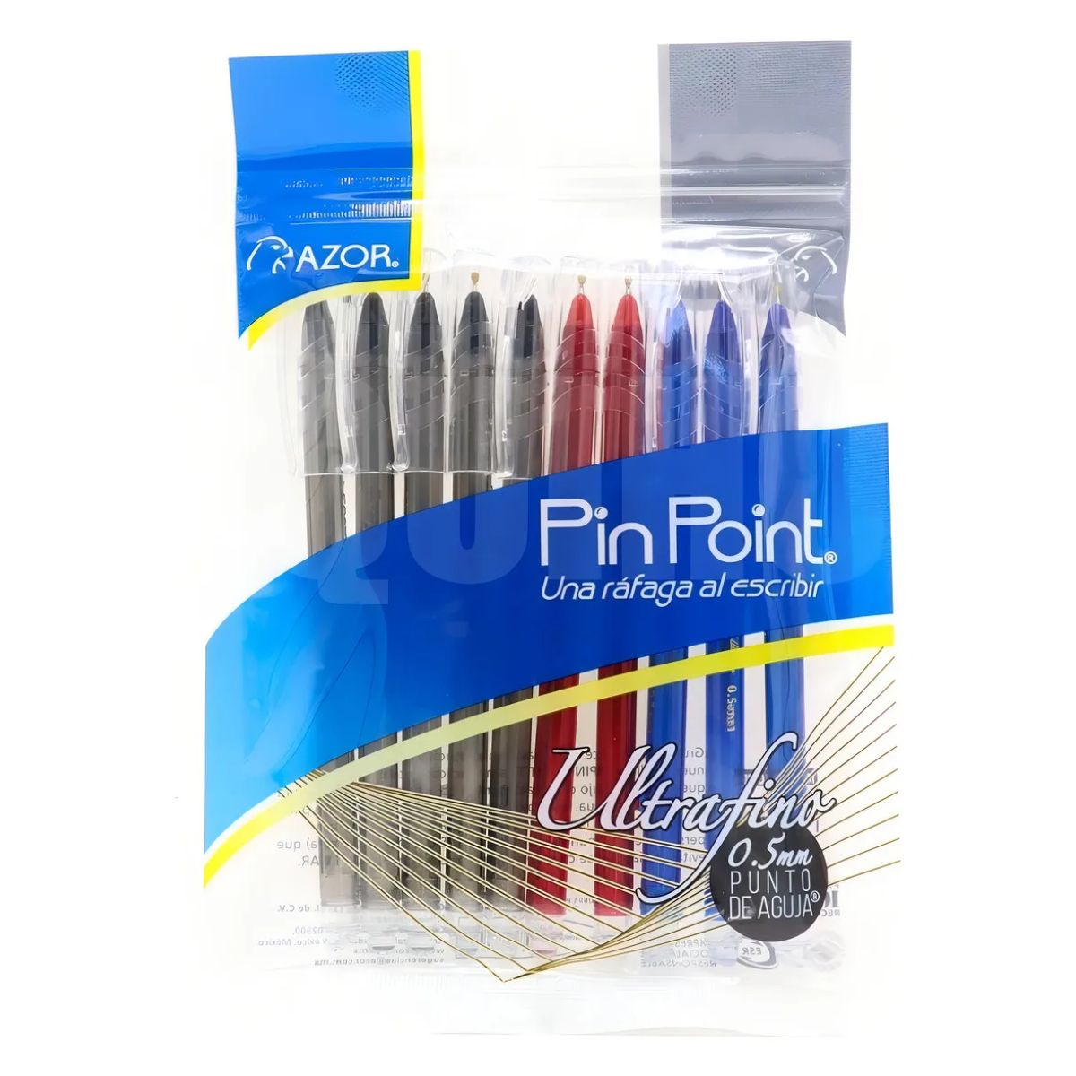 Bolígrafos Azor Pin Point Ultra Fino Punta Aguja 0.5mm 12 Piezas Elige Color