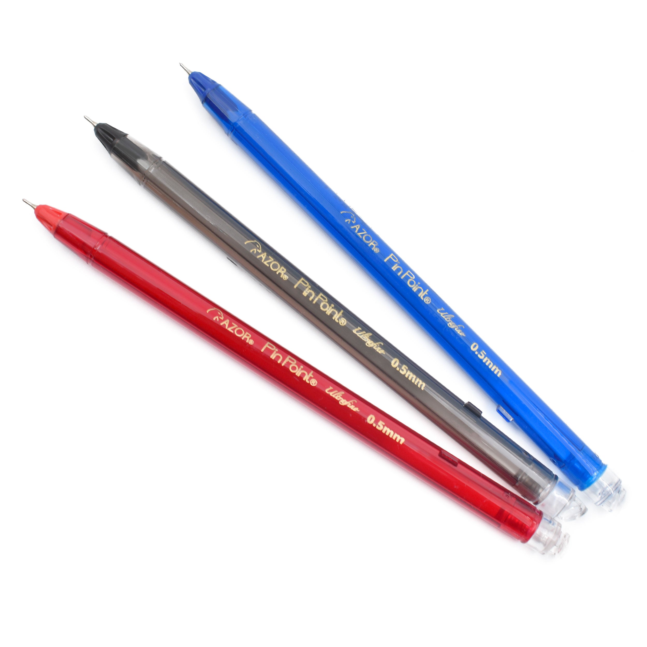Bolígrafos Azor Pin Point Ultra Fino Punta Aguja 0.5mm 3 Piezas Elegir Color