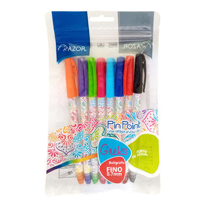 Boligrafos Lapiceros Azor Pin Point Punto Fino Edición Grekas 8 Piezas