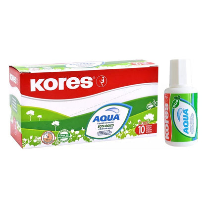 10 Correctores Liquidos Kores Aqua Ecologico Brocha 20ml C/u Kores