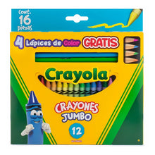 12 Crayones Jumbo Colores + 4 Lapices Color Crayola 16 Pzs