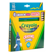 12 Crayones Jumbo Colores + 4 Lapices Color Crayola 16 Pzs