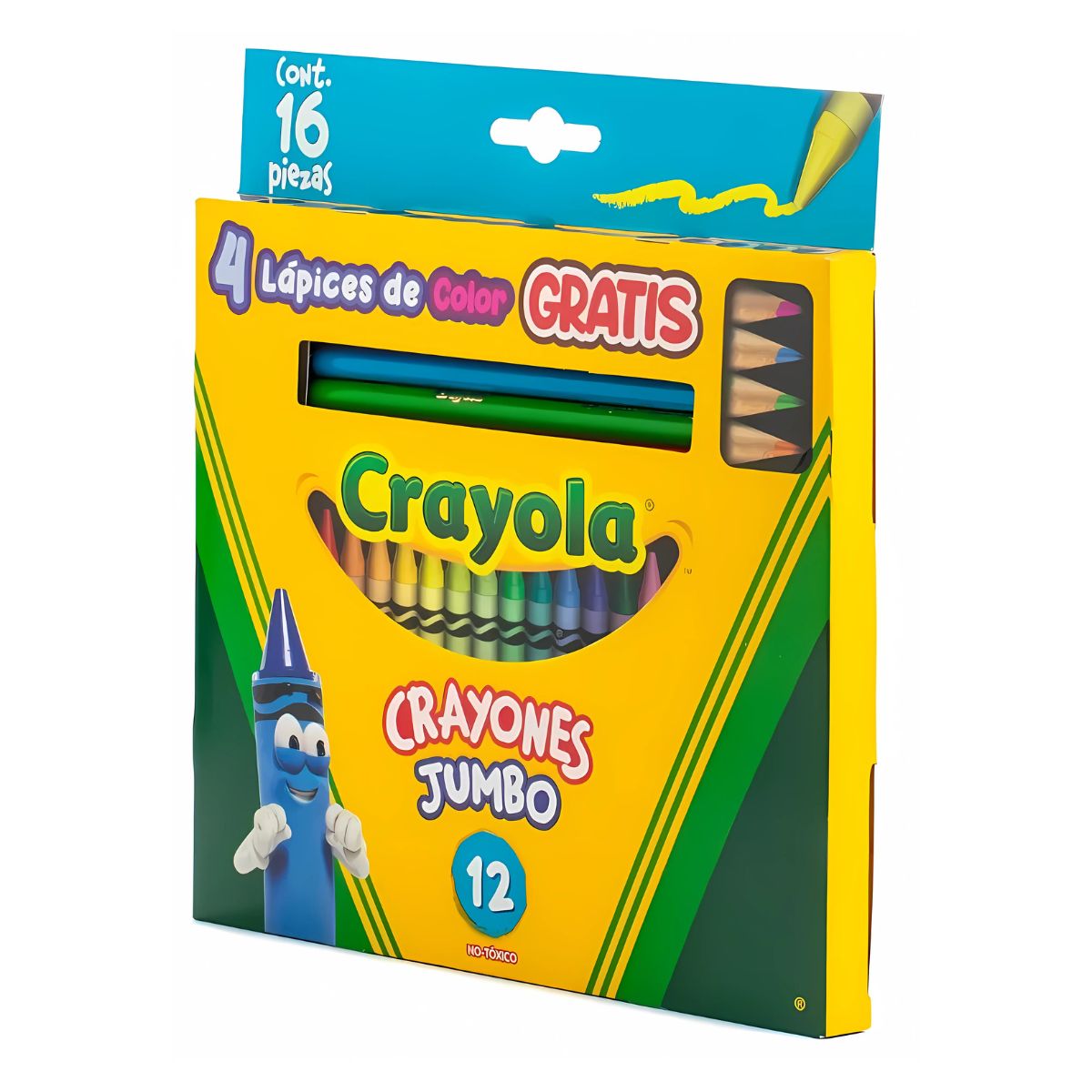 12 Crayones Jumbo Colores + 4 Lapices Color Crayola 16 Pzs