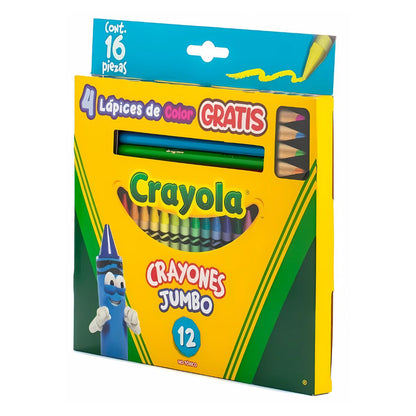12 Crayones Jumbo Colores + 4 Lapices Color Crayola 16 Pzs