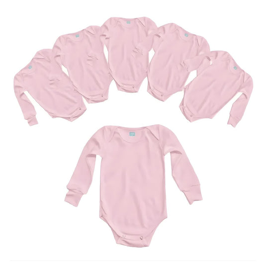 6pz Pañalero Rosa Ropa Bebé Niño Niña Manga Larga y Corta