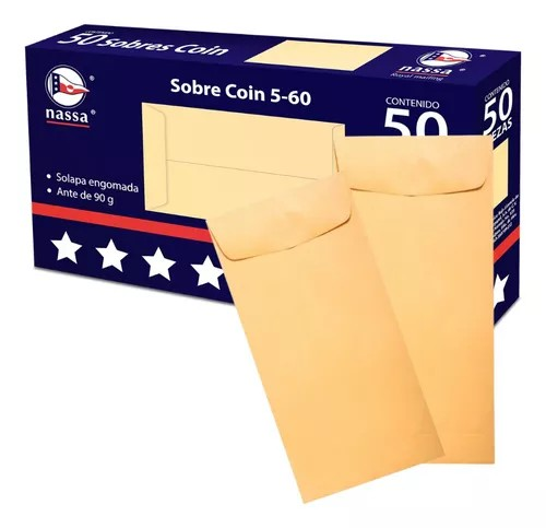 50 Sobres Nómina Dinero Coin 5-44 Nassa 8.8 X 16.4cm 90g