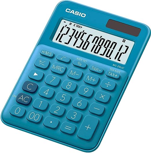 Calculadora Mini de Escritorio Casio Ms-20uc 12 Dígitos Elegir Color - MarchanteMX