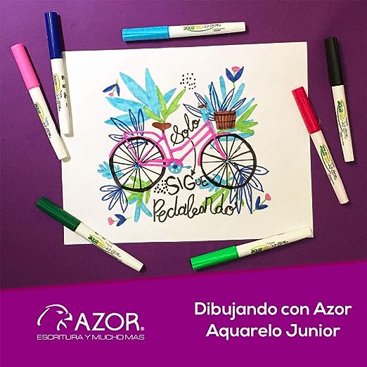 Plumones Azor Base Agua Lavables Dibujo Aquarelo Junior 12