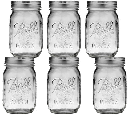 6 Pack Mason Jars Ball 16 Oz (6 Piezas) Boca Regular