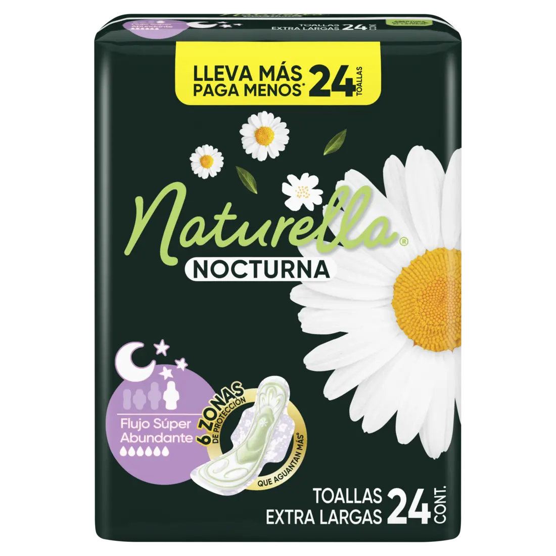 24pz Toallas Femeninas Naturella Nocturnas C/alas Abundante - P&amp;G