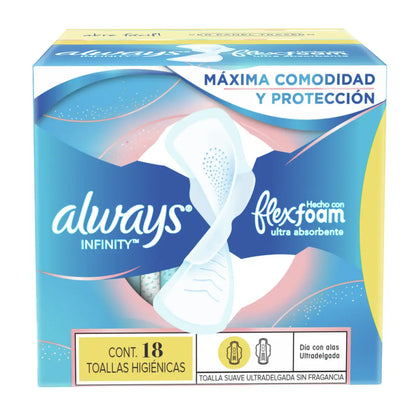 18 Toallas Femeninas Always Infinity Flexfoam Ultradelgada - KCTS - detalle