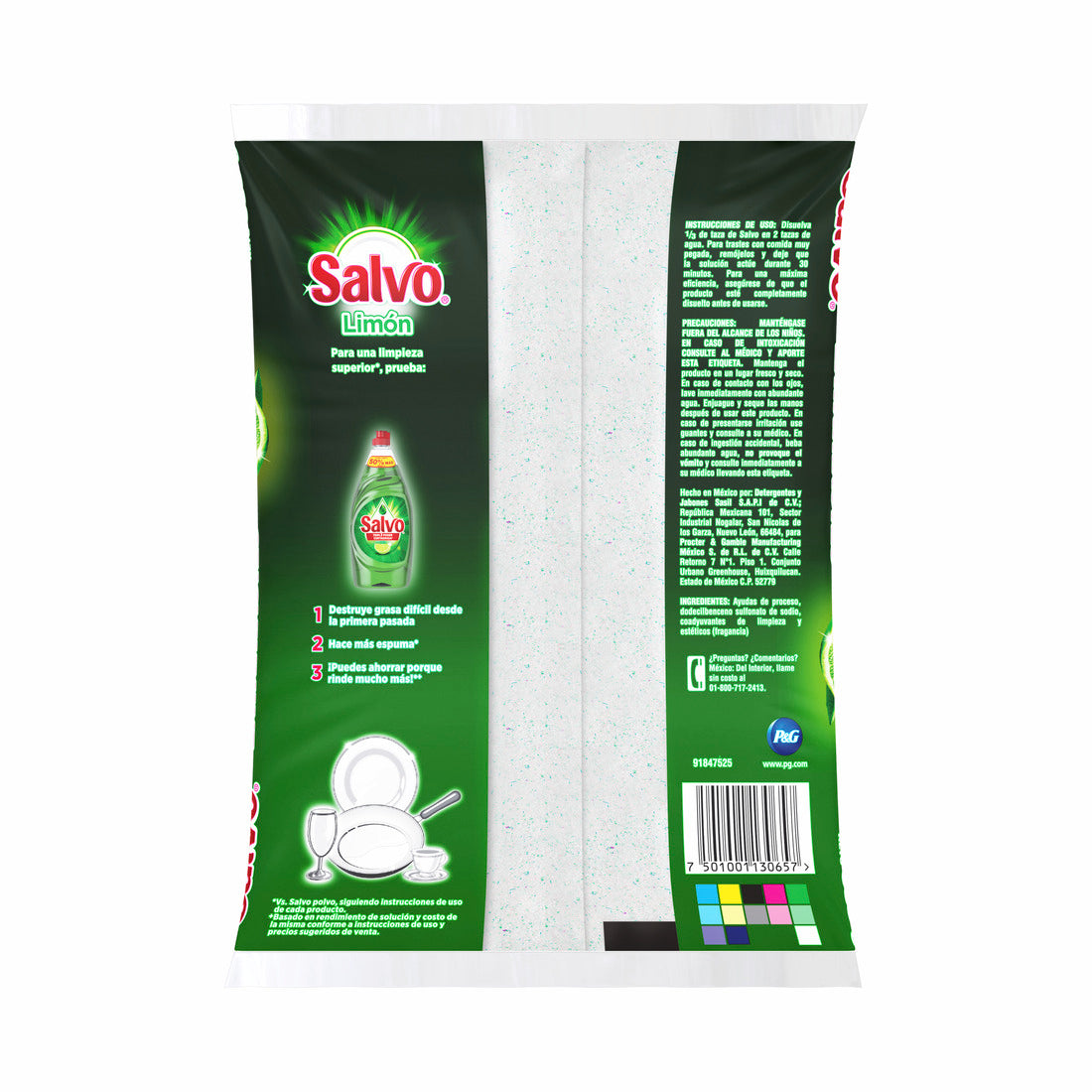 Salvo Limón Detergente Trastes En Polvo Quita Grasa 500g