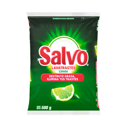 Salvo Limón Detergente Trastes En Polvo Quita Grasa 500g
